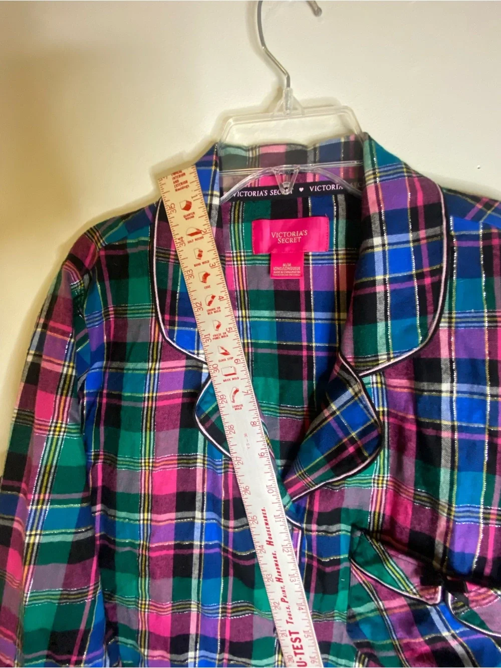 Victoria's Secret Plaid Button-Up PJ Jacket in Vibrant Pink, Green & Blue